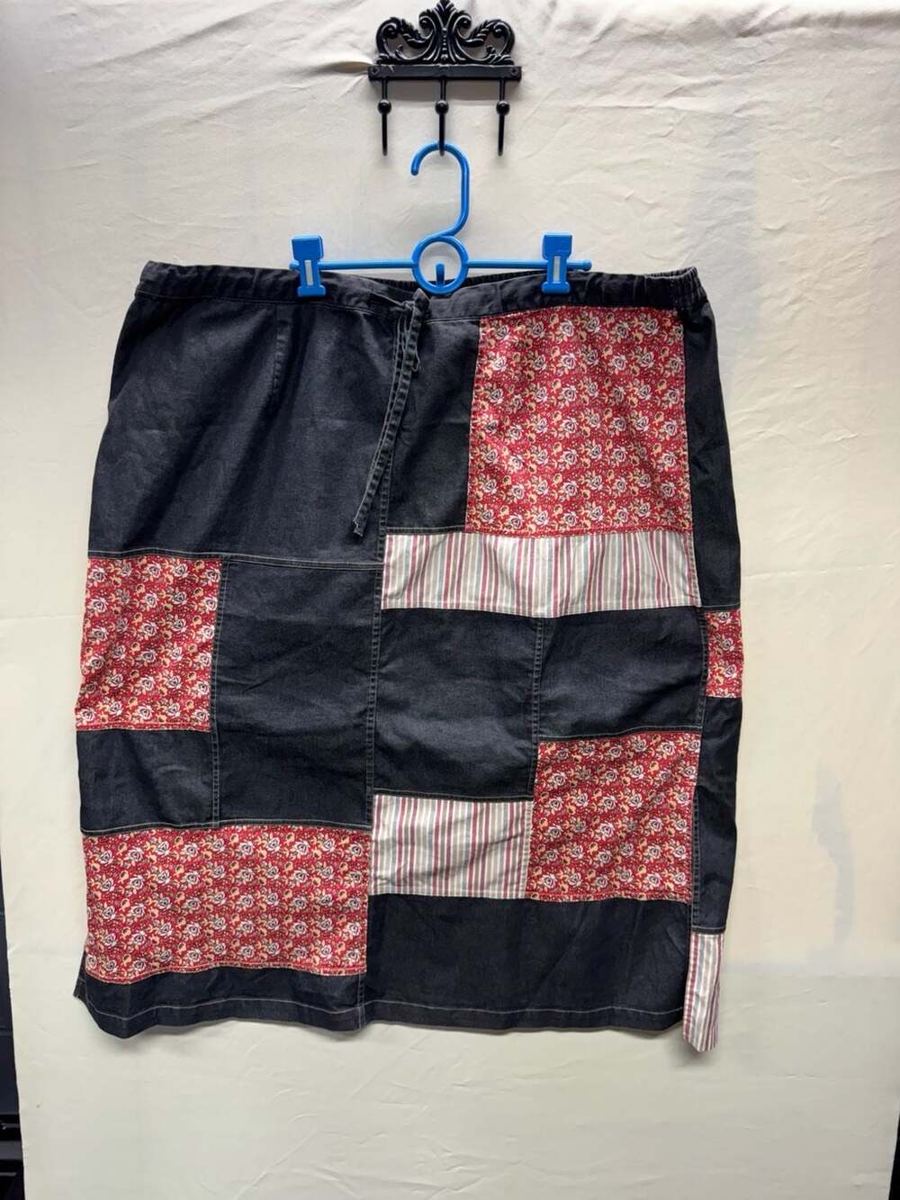 Koos of Course! Patchwork Denim Floral Stripe Pull-On Skirt Size 3X